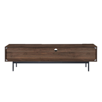 GROOVES TV STAND 3DOORS 1DRAWER CHIPBOARD WITH MELAMINE CARTA WALNUT GREY METAL 180x40xH50cm MY