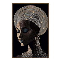 BLACK SOUL PAINTING CANVAS BLACK WOOD FRAME BROWN