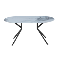 AXIS TABLE CERAMIC OFF WHITE WITH MARBLE PATTERN METAL BLACK PRC
