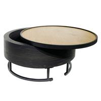 BARREL COFFEE TABLE WITH STORAGE VENEER BLACK NATURAL BLACK 80x80xH39,5cm E1 PRC