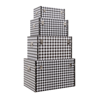FERRE CHESTS SET 4PCS CANVAS BLACK WHITE MDF 64x40xH40cm E1 PRC