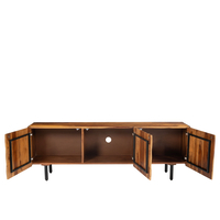 CHOCOLAT TV STAND 2DOORS WOOD SHEESHAM WALNUT WOOD ACACIA BLACK 162x42x54 IN
