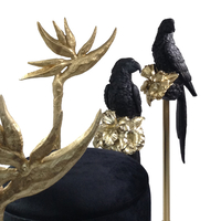 PERROQUET 2 DECO PARROT POLYRESIN BLACK GOLD 14,5x