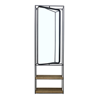 ENTRY ENTRANCE WALLUNIT WITH MIRROR METAL BLACK VENEER FIRWOOD NATURAL 60x17xH183cm E1 PRC