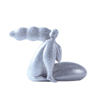 CHEVEU SILVER 2 DECO FIGURE POLYRESIN SILVER 24x10