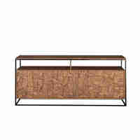 PUZZLE SIDEBOARD 3DOORS WOOD ACACIA WALNUT METAL BLACK 175x45xH75cm IN