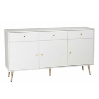 ZIZEL SIDEBOARD 3DOORS 3DRAWERS CHIPBOARD WITH MELAMINE CARTA WHITE WITH PATTERN GOLD LACQUERED MDF 150x40xH80cm E1 PRC