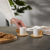 NORDIC MUG SET 2PCS PORCELAIN BAMBOO WHITE NATURAL