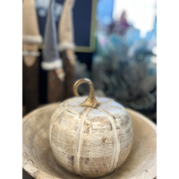 SINDE DECO PUMKIN WOOD MANGO WHITE WASHED GOLD D18