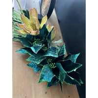 XMAS POINSETTIAS FLOWER POLYESTER GREEN D32xH55cm