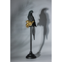 PERROQUET 2 DECO PARROT POLYRESIN BLACK GOLD 14,5x
