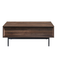 GROOVES COFFEE TABLE 2DRAWERS CHIPBOARD WITH MELAMINE CARTA WALNUT GREY METAL 110x60xH45cm MY