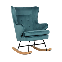 ROCKER ARMCHAIR ROCKING FABRIC EMERALD WOOD RUBBERWOOD NATURAL E1 PRC