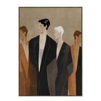 HUMAN FLOW PAINTING DECORATIVE WITH FRAME 80x120x4 CANVAS BROWN BEIGE PP BLACK