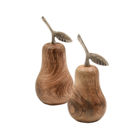 POIRE DECO PEAR WOOD MANGO NATURAL SILVER 11x10xH2