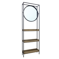 ENTRY ENTRANCE WALLUNIT WITH MIRROR METAL BLACK VENEER FIRWOOD NATURAL 61x17,5xH181,5cm E1 PRC