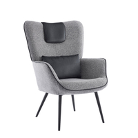 MANIFEST ARMCHAIR FABRIC GREY SILVER METAL BLACK PRC