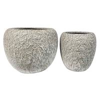 KANCHE PLANTER SET 2PCS 48x48x39 CERAMIC BEIGE BLACK