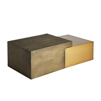 CONTACTO COFFEE TABLE SET 2PCS METAL BRASS ANTIQUE GOLD ANTIQUE 122x61xH38cm IN