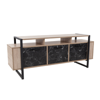 WAGON TV STAND MELAMINE SONOMA BLACK STONE METAL 150x40xH60cm E1 TR
