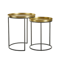 TOTALE SIDE TABLE SET 2PCS METAL BRASS ANTIQUE BLACK 49x49xH56cm IN