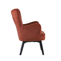 BELLA ARMCHAIR FABRIC RUST RED WOOD BLACK E1 PRC