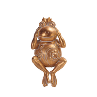 GRENOUILLE 2 DECO FROG POLYRESIN GOLD 11,3x9,5xH22