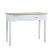 KIMOLOS CONSOLE 2DRAWERS LACQUERED MDF WHITE NATURAL VENEER 102x40xH78cm E1 PRC