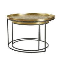 TOTALE COFFEE TABLE SET 2PCS METAL BRASS ANTIQUE BLACK 76x76xH43,5cm IN