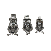 MONKIES 1 DECO MONKEY SET 3PCS POLYRESIN SILVER 13