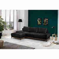NATURA SOFA BED CORNER LEFT EASY CLEAN FABRIC ANTHRACITE E1 EU