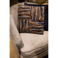 RELIEF DECOR CUSHION FABRIC POLYESTER BLUE 45x45cm