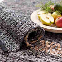 STRIPE CARPET LEATHER GREY BEIGE 70x150cm IN