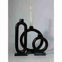 ANELL CANDLE HOLDER ALUMINIUM BLACK 14x4xH18cm IN