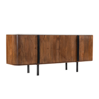 TERRA NOVA SIDEBOARD 4DOORS WOOD MANGO WALNUT WHITE MARBLE METAL BLACK 180x40xH76cm IN