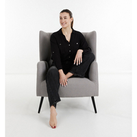 MONACO ARMCHAIR FABRIC GREY WOOD RUBBERWOOD BLACK PRC