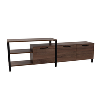 RAM TV STAND MELAMINE WALNUT BLACK METAL 180x35xH55cm E1 TR