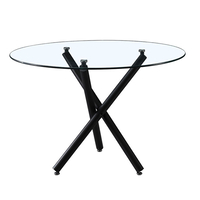 GEM TABLE TEMPERED GLASS TRANSPARENT METAL BLACK P