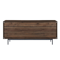 GROOVES SIDEBOARD 2DOORS 2DRAWERS CHIPBOARD WITH MELAMINE CARTA WALNUT GREY METAL 180x40xH80cm MY