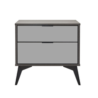 SPECCHIO NIGHTSTAND 2DRAWERS MELAMINE BLACK OAK MELAMINE MIRROR E1
