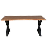 MINGLE TABLE WOOD ACACIA WALNUT BLACK METAL IN