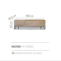 HILTON TV STAND CHIPBOARD WITH MELAMINE CARTA SONOMA DECAPE METAL BLACK 160x39,5xH45cm E1 PRC