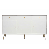 ZIZEL SIDEBOARD 3DOORS 3DRAWERS CHIPBOARD WITH MELAMINE CARTA WHITE WITH PATTERN GOLD LACQUERED MDF 150x40xH80cm E1 PRC