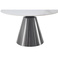 CIRCUS TABLE ROUND TABLE CERAMIC WHITE WITH MARBLE PATTERN STAINLESS STEEL BLACK PRC