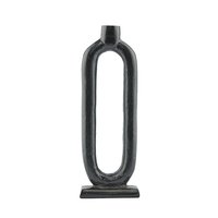 CORI CANDLE HOLDER ALUMINIUM BLACK 11x11xH29cm IN