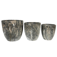 ROCKY PLANTER SET 3PCS 30x30x31 CERAMIC ANTRACITE BEIGE