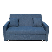 DUAL SOFA BED 2SEAT FABRIC BLUE E1 PRC