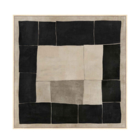 MYSTIC SQUARES PAINTING DECORATIVE WITH FRAME 100x100x4 CANVAS BEIGE BLACK WOOD