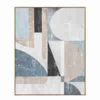 CHASING DREAMS PAINTING DECORATIVE 80x100x5 CANVAS BLUE BEIGE WOOD CHAMPAGN