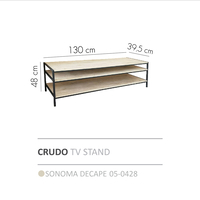 CRUDO TV STAND CHIPBOARD WITH MELAMINE CARTA SONOMA DECAPE METAL BLACK 130x39,5xH48cm E1 PRC